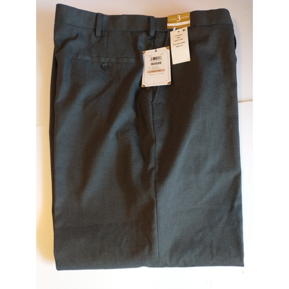 Haggar Mens Premium Stretch Classic Fit Flat Front Suit Pants‎ Dark Gray 42x29